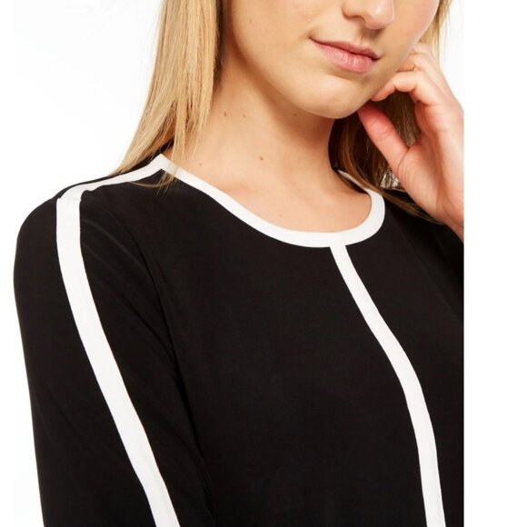 Anne Klein Women's Crewneck Contrast Trim Top - Picture 2 of 7